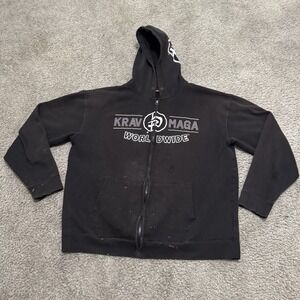 Krav Maga Worldwide Black Hoodie Zip Hooded Sweatshirt, XXL